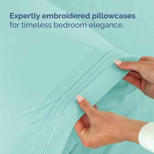 King Size 4 Piece Sheet Set - Ultra-Soft Cooling Bed Sheets for Luxurious Comfort - Deep Pockets, Wrinkle-Free - Oeko-Tex Certified - Spa Blue