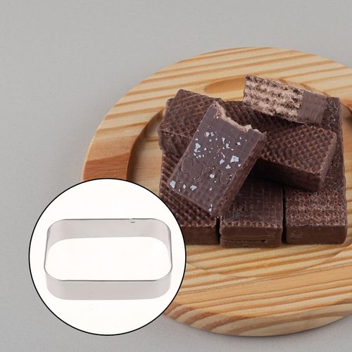 5PCS Rounded Rectangle Cookie Cutter Stainless Steel Rectangle Cookie Mold Biscuit Molds Pastry Molds Fondant Cutter Set (5 Inch 4 Inch 3 Inch 2 Inch 1 Inch)