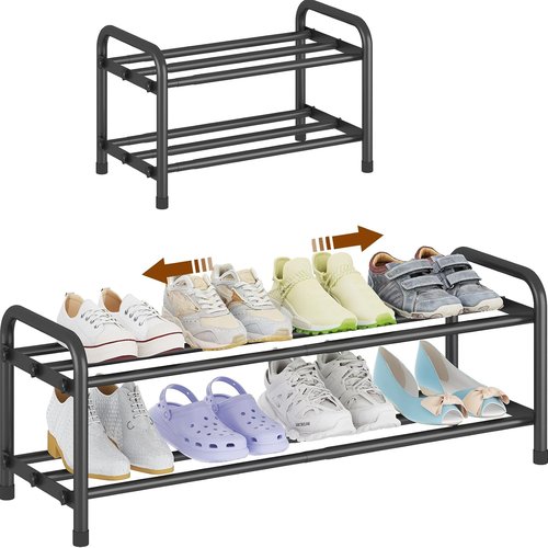 KANAV 2-Tier Expandable Shoe Rack - Adjustable Storage Organizer for Small Spaces | Durable Design for Entryway, Bedroom, Office