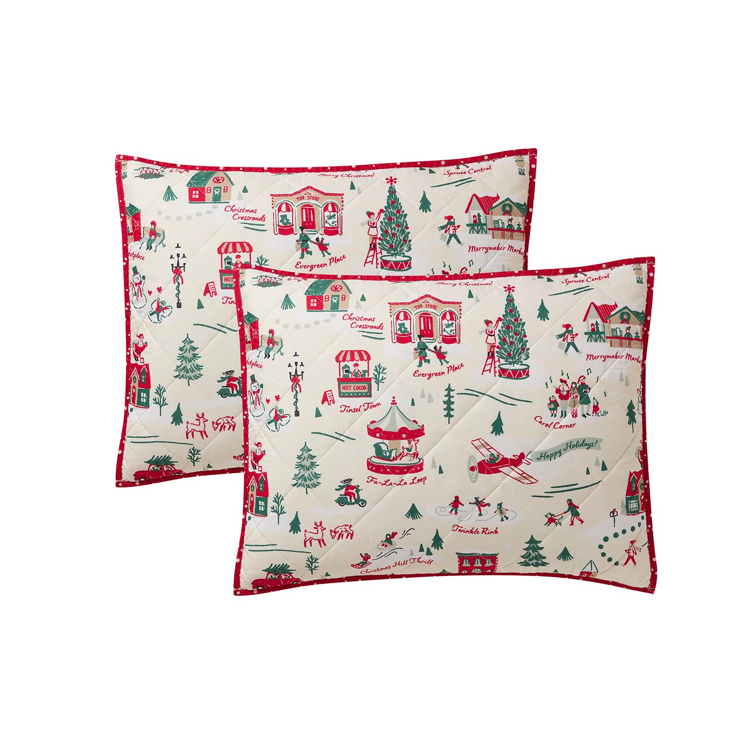 Hallmark King Size 3-Piece Holiday Quilt Set with Shams | Reversible Quilt with 2 Christmas Patterns | Lightweight & Cozy | Super Soft Microfiber Fabric | Wrinkle-Resistant | Multi Christmas Village