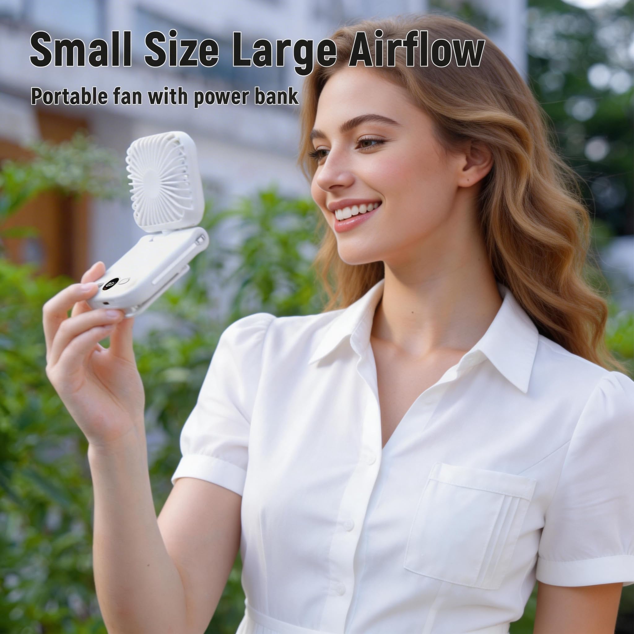 onovatpol Mini Portable Handheld Clip On Rechargeable Personal Hand Fan with LED Display, Pocket Battery Operated 100 Speed Adjustable Small Fan for Travel/Outdoor/Concerts/Lash/Makeup/Gift(dark blue)