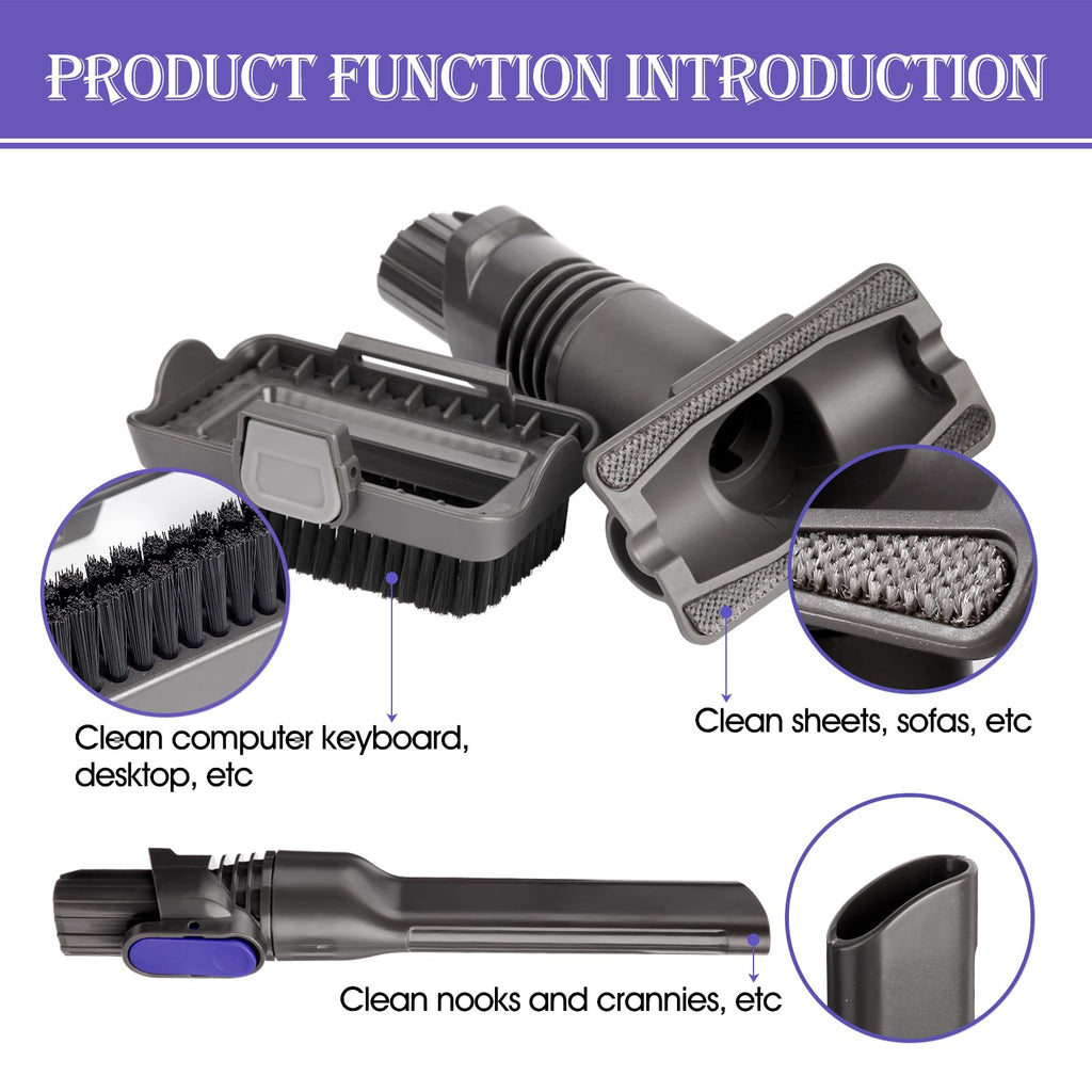 Vacuum Crevice Tool Brush Replacement Parts Compatible with Shark Pet Cordless Stick IX141 IZ162H IZ163H IZ362H IZ562H IZ140 IZ142 UZ145 Removable two-in-one Tool Brush Attachments for D-Shaped Vacuum