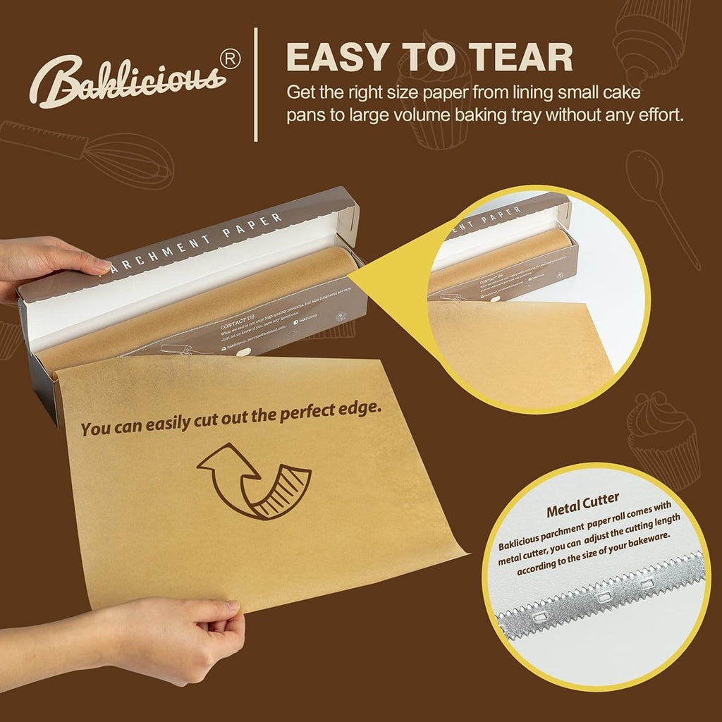 Unbleached Parchment Paper Roll - Non-Stick Baking Paper for Bread & Cookies | 15 in x 210 Ft