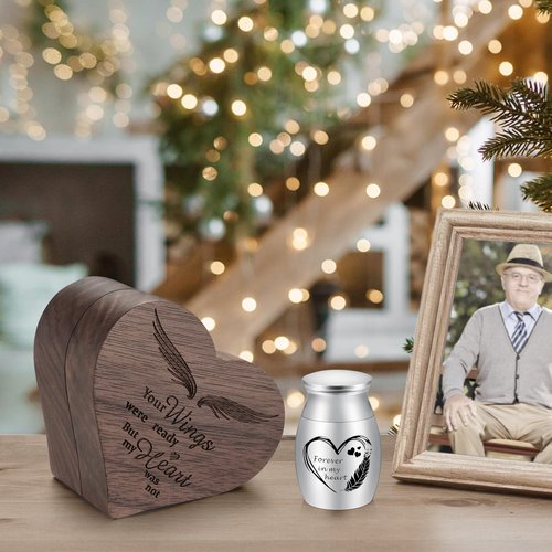 Dletay Small Urns for Human Ashes Keepsake Heart Shaped Box Mini Cremation Urns for Women Men 1.2 Inches Memorial Funeral Urn-Forever in My Heart