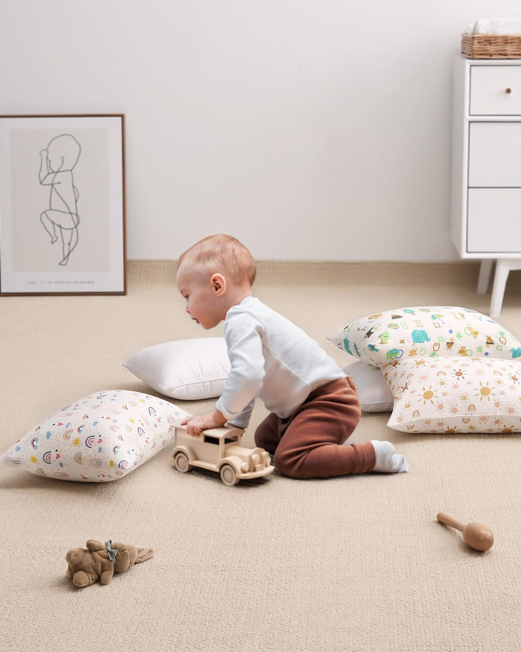 Babebay Toddler Pillow - Soft 13x18 Machine Washable Kids Pillow with Cotton Case | Perfect for Travel