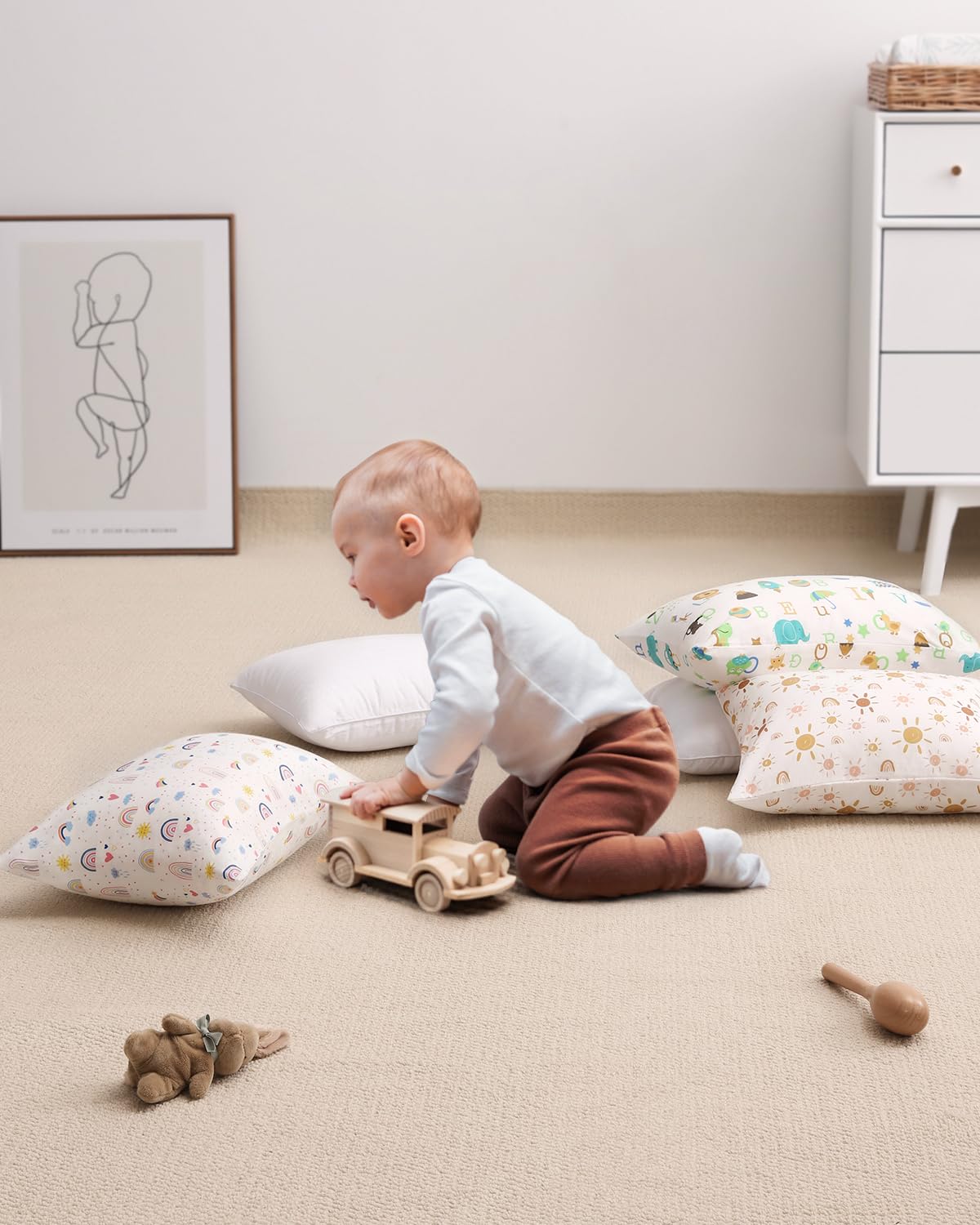 Babebay Toddler Pillow - Soft 13x18 Machine Washable Kids Pillow with Cotton Case | Perfect for Travel