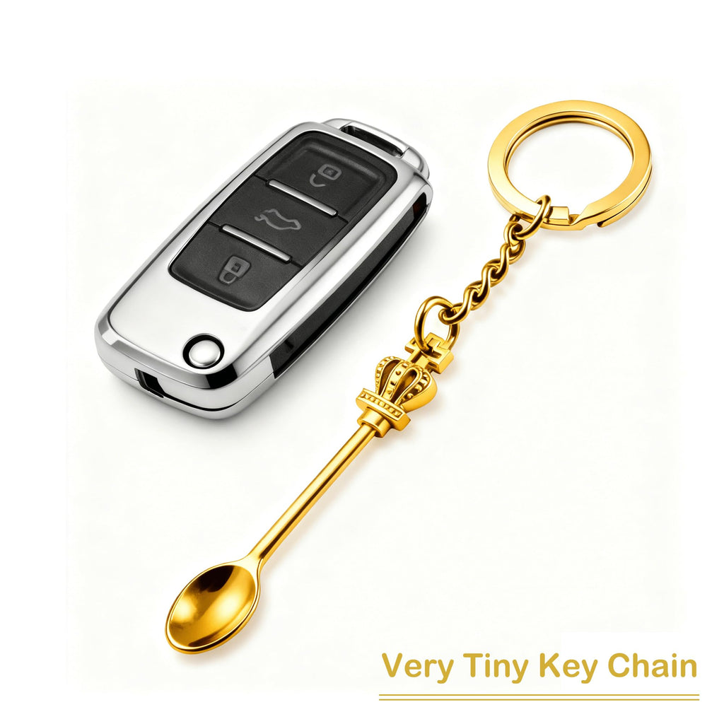 Demearly 8 Pack Small Measuring Tools Spoon Keychain with Split Key Rings, Metal Mini Powder Spoons for Medicine, Pill Bottle, Craft, Partty (Multicolor, Tiny)