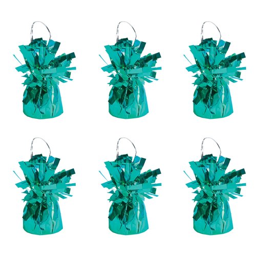 Beistle Metallic Wrapped Balloon Weight – 6 Pack, Turquoise Balloon Centerpiece Bouquet Holders, Party Decoration Accessories for Birthdays, Weddings, Graduations, and Retirement Celebrations, 6 Oz