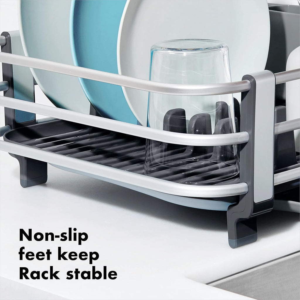 OXO Good Grips Dish Rack - Rustproof Aluminum Design for Efficient Drying | Space-Saving Size