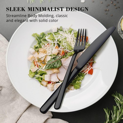 KINGSTONE 20-Piece Black Silverware Set - Premium 18/10 Stainless Steel Flatware for Home & Restaurant