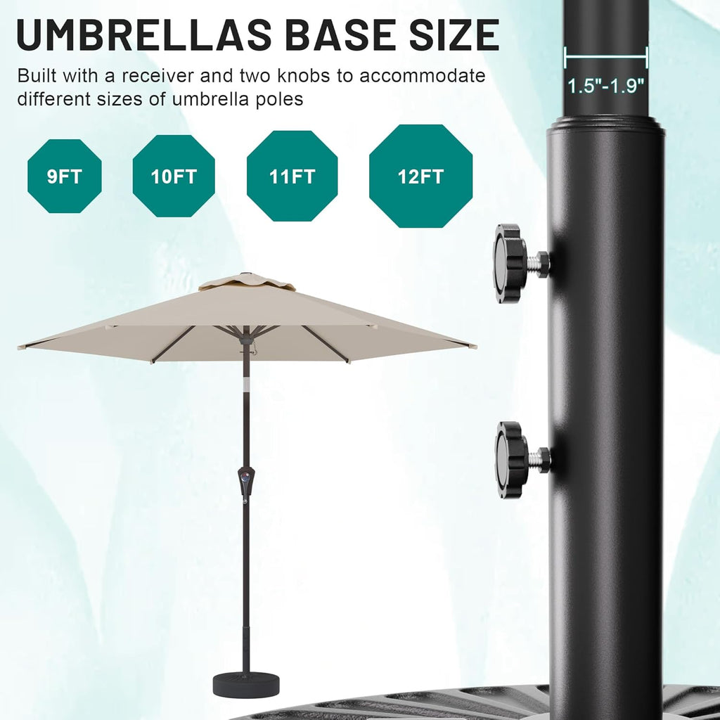 AreShark Patio Umbrella Stand - 81.5lb Max Capacity Water-Filled Base | Heavy Duty Black Design