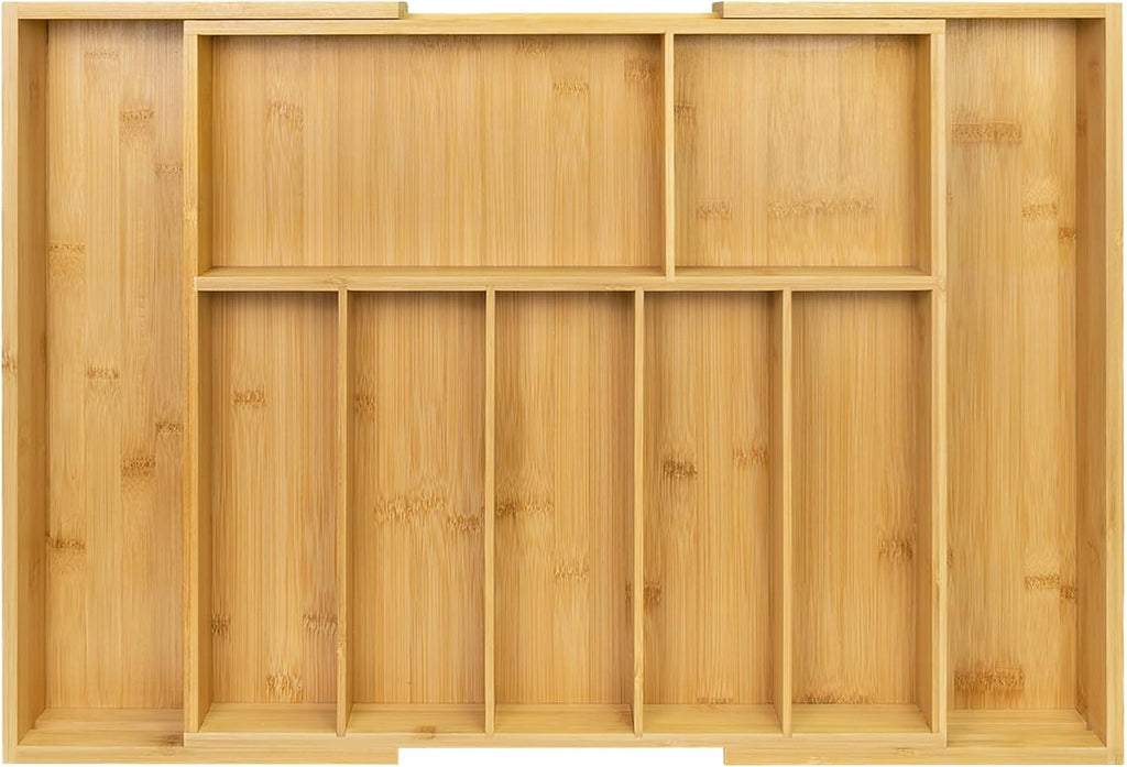 Utoplike Extra Large Bamboo Drawer Organizer - Expandable Utensil Holder with 7-9 Slots