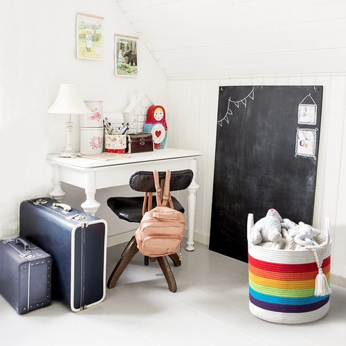 Mkono Rainbow Cotton Rope Woven Decorative Storage Basket Baby Nursery Decor Toy Storage Laundry Hamper Baskets for Bedroom Classroom Playroom Kids Room, 15"W x 13.8"H