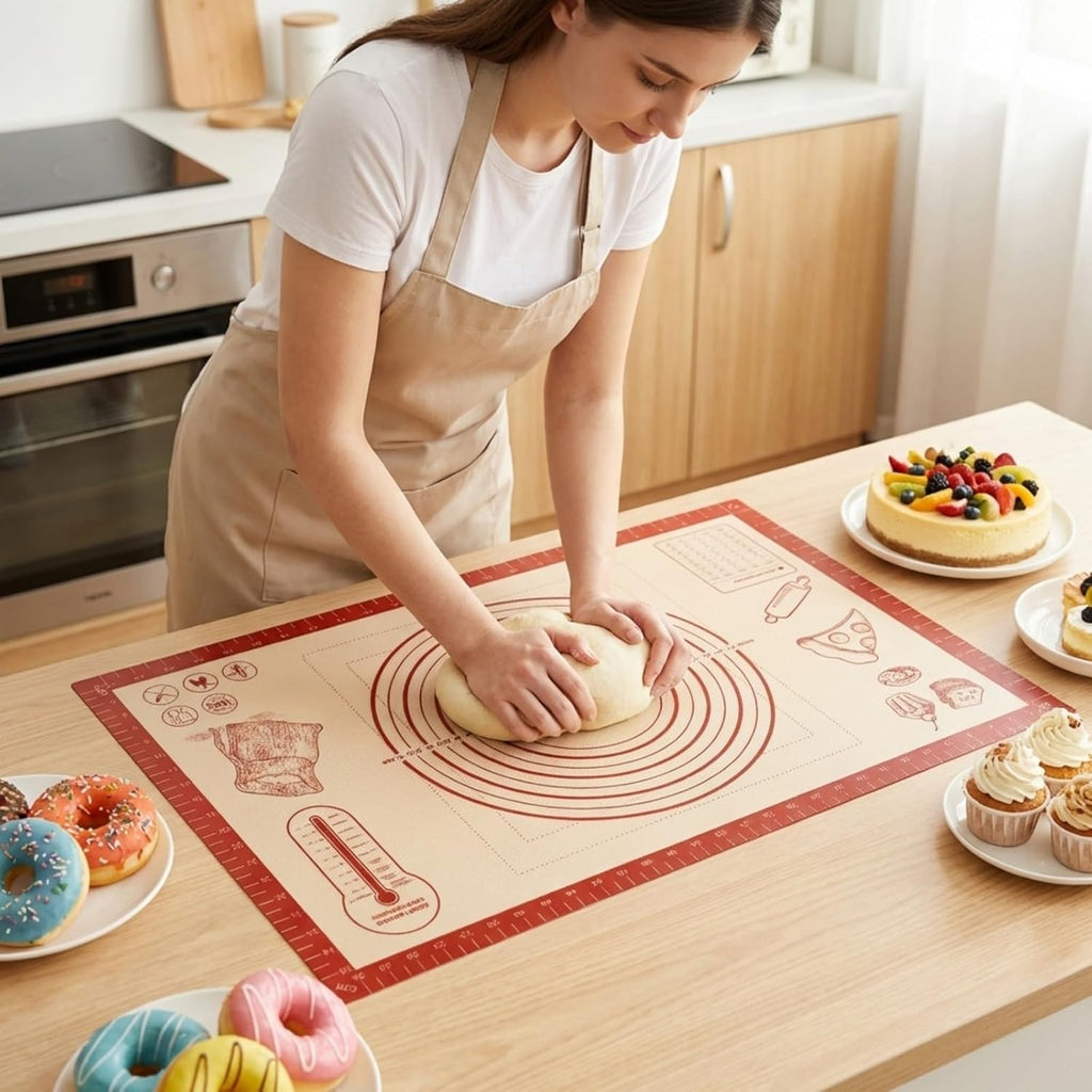 Silicone Baking Pastry Dough Mat - Extra Large 26x16 Inch Nonstick Rolling Sheet for Cookies & Bread
