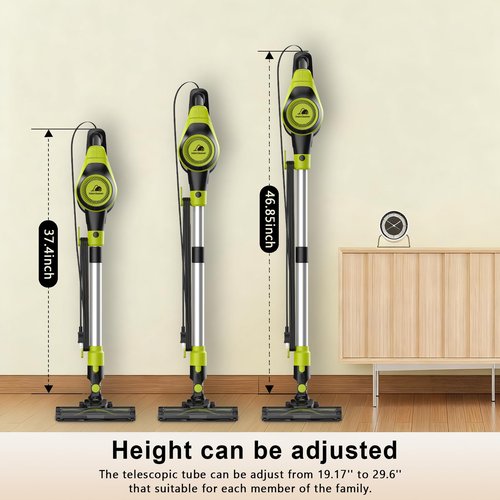 Intercleaner 23Ft Corded Vacuum Cleaner,2 Operation Mode Powerful Suction Stick,19''-30'' Adjustable Tube Handheld Vac for Hard Floors Carpets Pet Hair,Wall Mount Storage