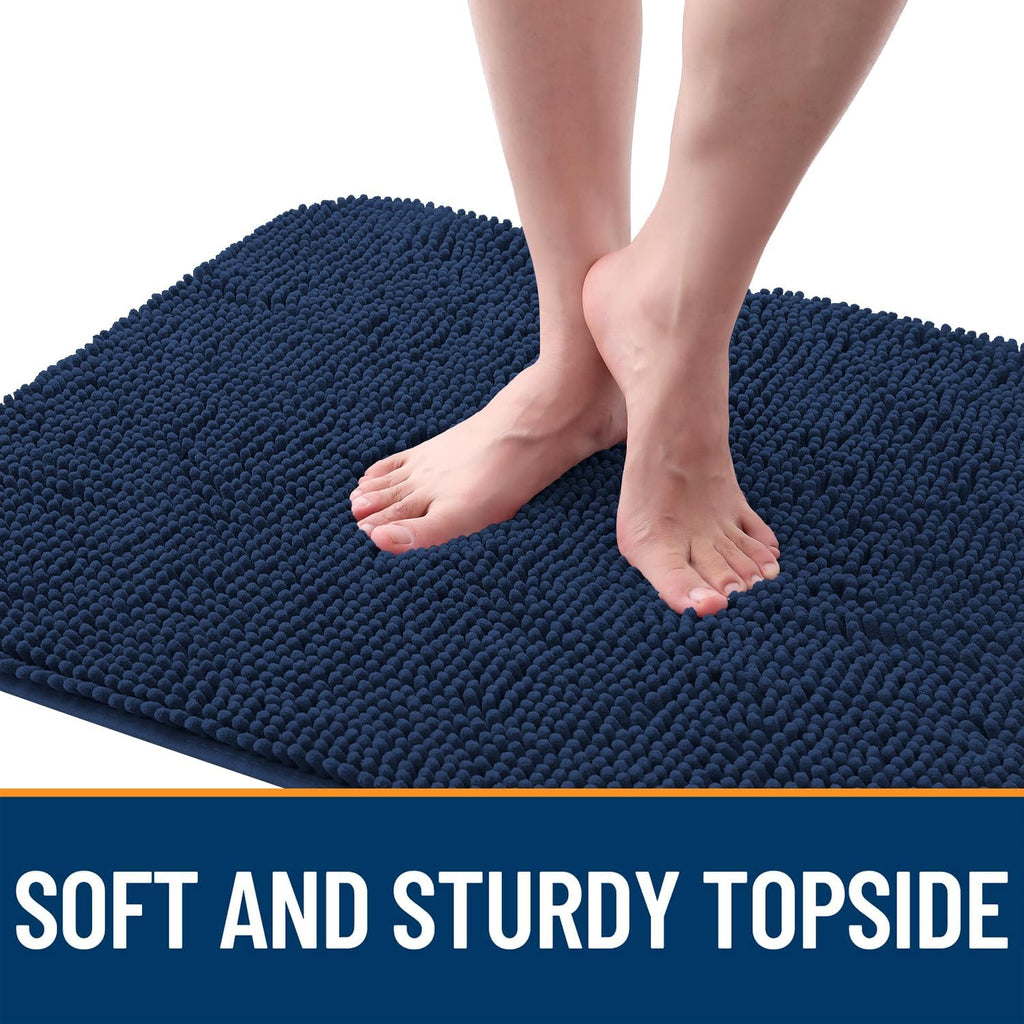 OLANLY Dog Door Mat - Absorbent Non-Slip Chenille Mat for Muddy Paws | 70x46 Dark Blue Indoor Carpet