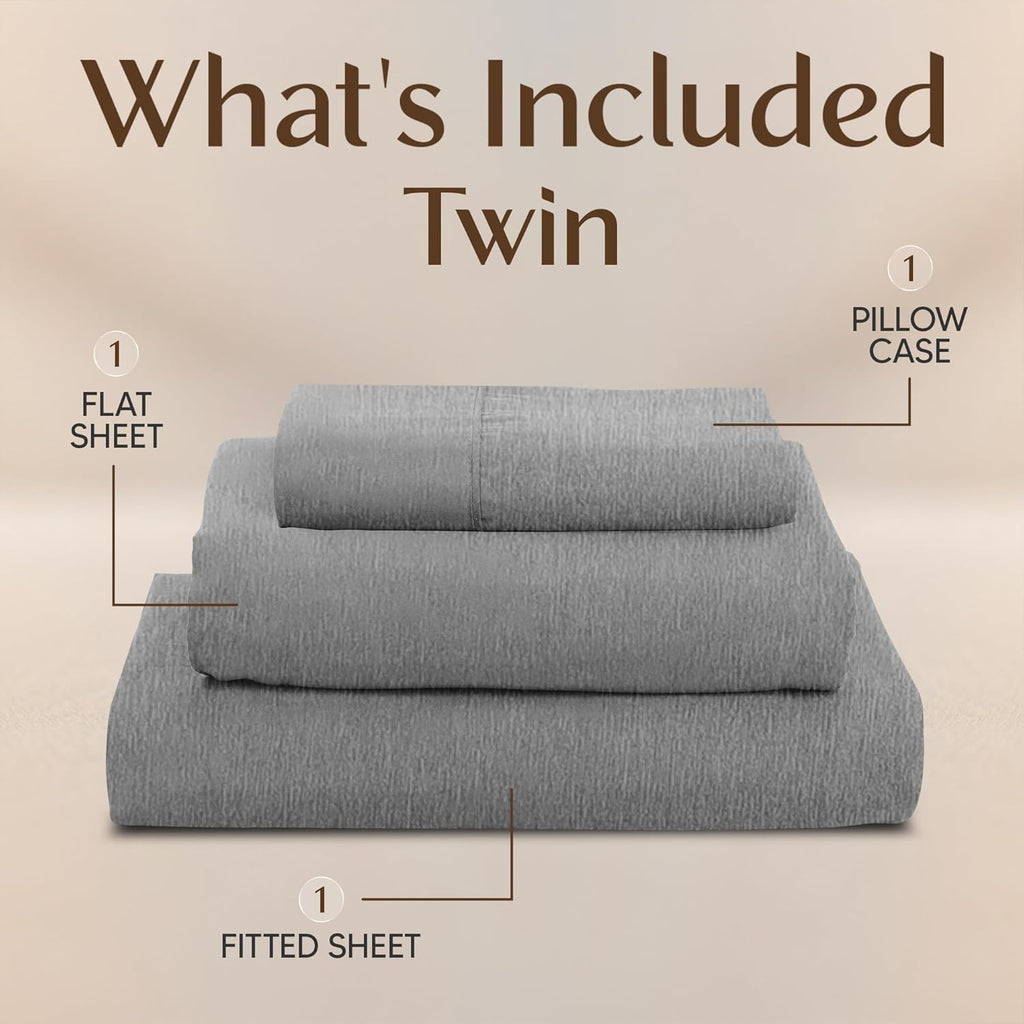 Utopia Bedding Twin Sheet Set - Soft & Breathable Microfiber | 3-Piece Bed Sheets in Heather Grey