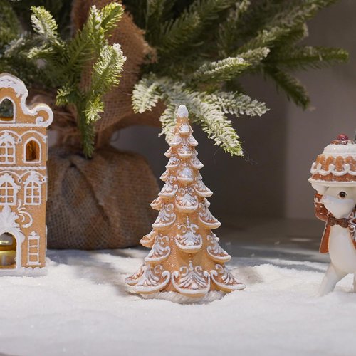 Cynkeyee Gingerbread Christmas Decorations - Collectible Tree Figurines | Festive Table Centerpiece 3.5x3x5.5 Inch