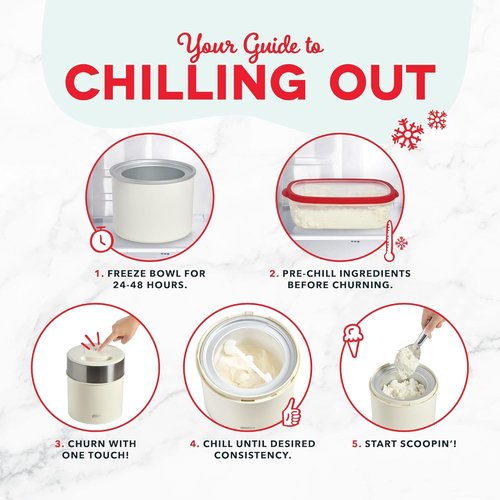 Dash Deluxe Gelato & Ice Cream Maker - One-Touch Churning for Homemade Desserts - 2 Quart, Cream