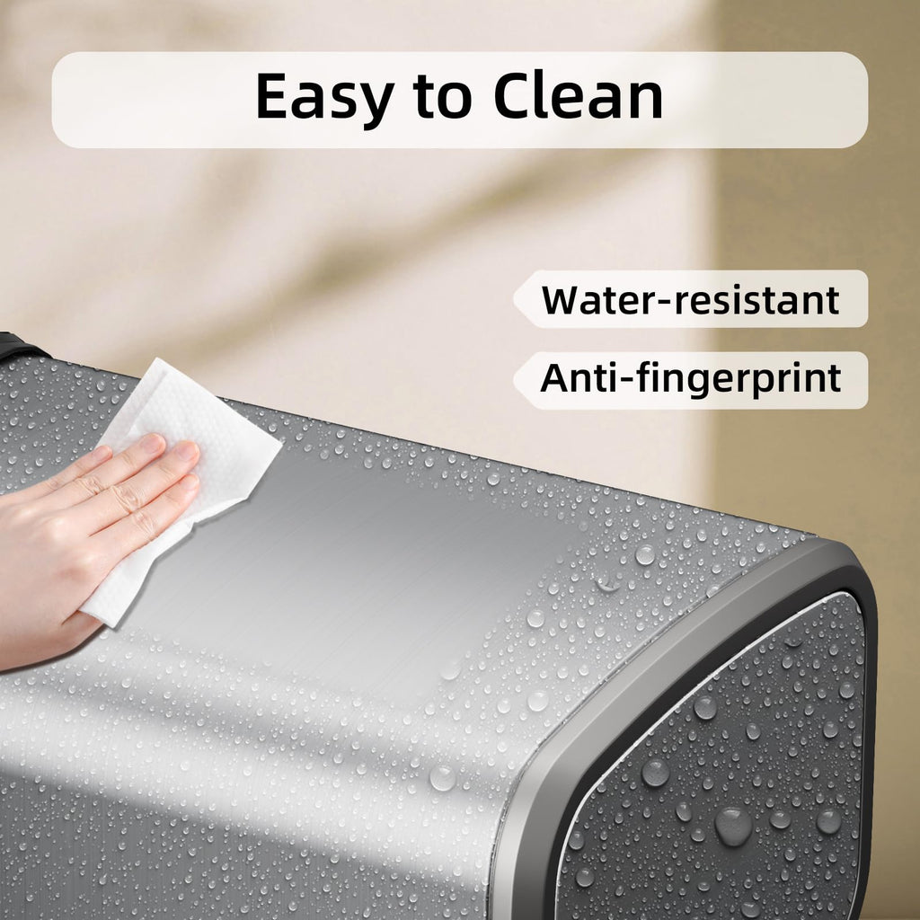 KHMMGK 8L/2.1 Gal Small Bathroom Trash Can with Lid, Swing-Top Rectangular Waste Bin, Stainless Steel Garbage Can for Home, Office, Toilet, Bedroom, Living Room (Silver)