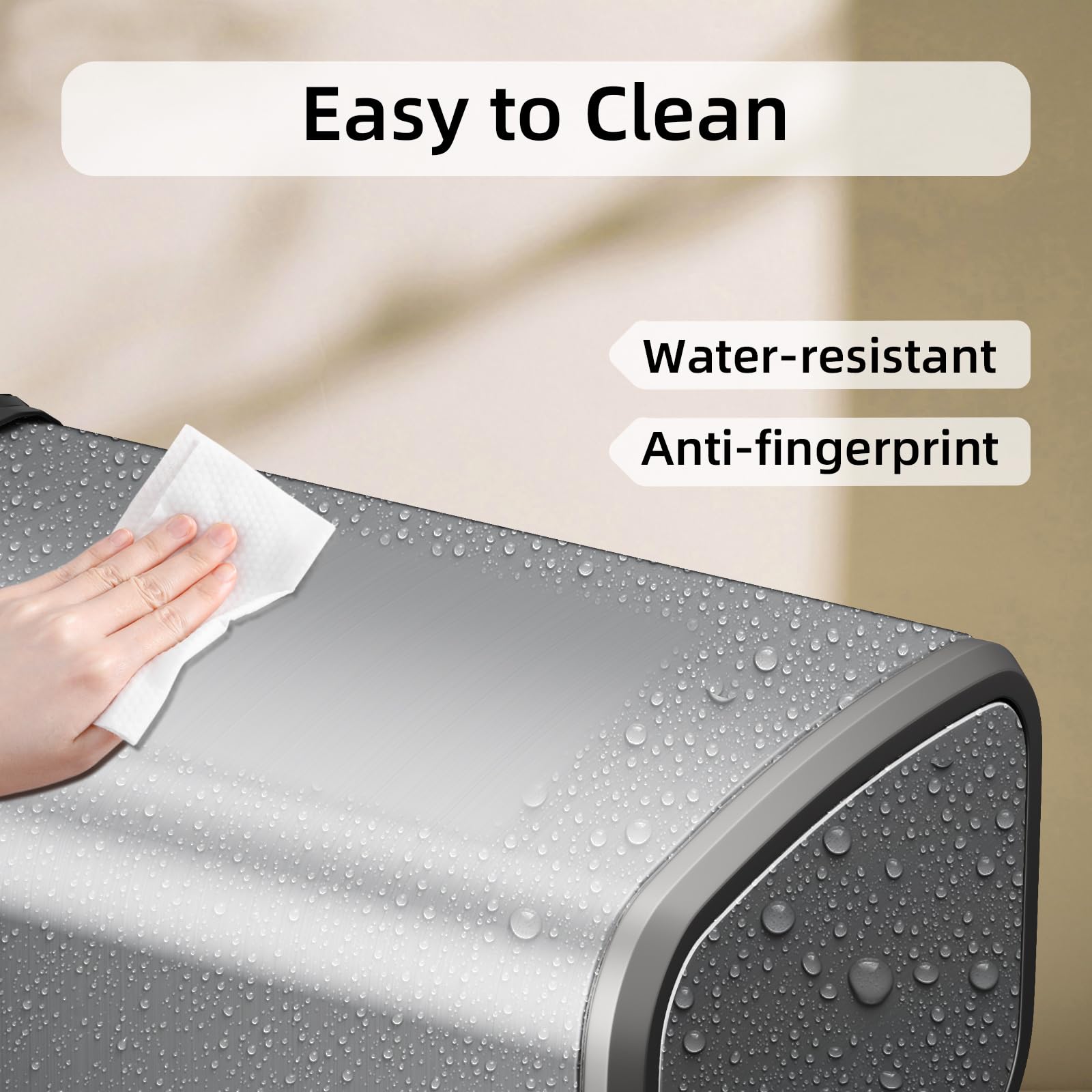 KHMMGK 8L/2.1 Gal Small Bathroom Trash Can with Lid, Swing-Top Rectangular Waste Bin, Stainless Steel Garbage Can for Home, Office, Toilet, Bedroom, Living Room (Silver)