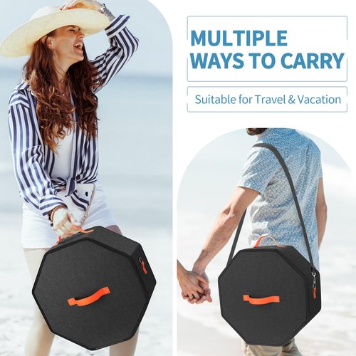 kushon Hat Storage Box for Women & Men, Hardboard Support Hat Boxes with 1 Door Hook Hat Organizer, Cowboy Hat Box for Travel, Hat Bag Hat Case (Black)