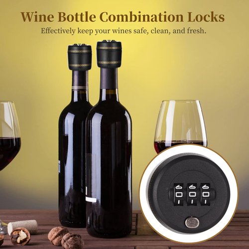 16 Pcs Wine Bottle Locks - Combination Whiskey Top Stoppers, Plastic Liquior Code Locks, Reusable Wine Corks