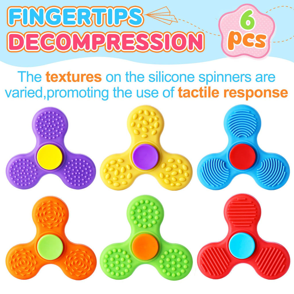 24 PCs Valentines Day Cards with Fidget Spinner for Kids Classroom, Textured Sensory Fidget Toys with Valentine Cards, Kids School Classroom Exchange Prizes Gifts Rewards Stress Relief Party Favors