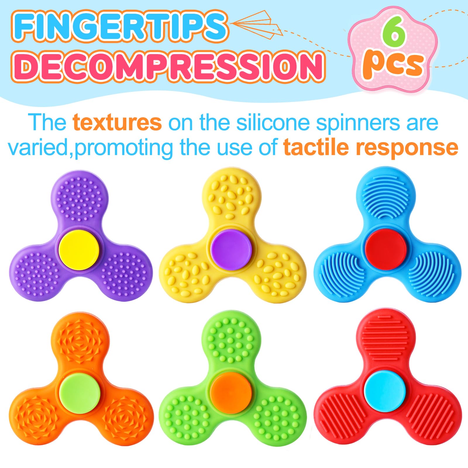 24 PCs Valentines Day Cards with Fidget Spinner for Kids Classroom, Textured Sensory Fidget Toys with Valentine Cards, Kids School Classroom Exchange Prizes Gifts Rewards Stress Relief Party Favors
