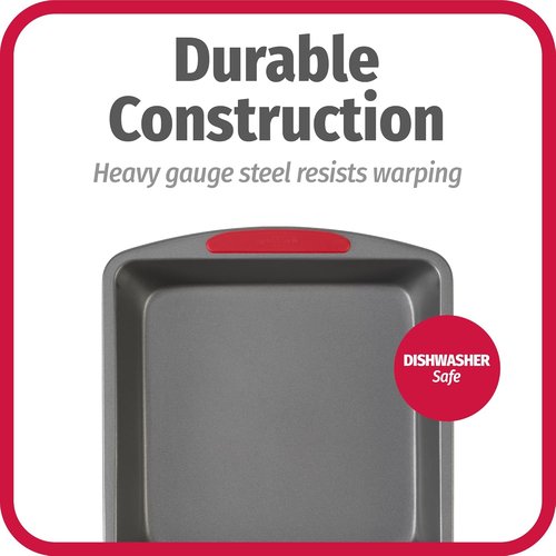 GoodCook MegaGrip Baking Pan - Non-Stick Heavy-Gauge Steel with Silicone Grip Handles | 8x8-Inch for Cakes & Brownies
