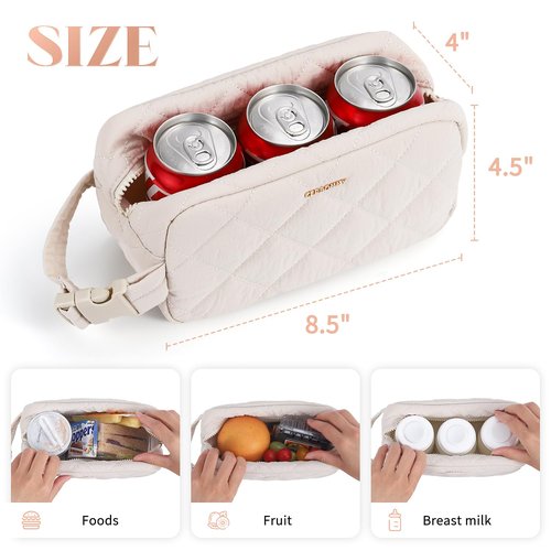 Small Cooler Bag Freezable Lunch Bag for Work School Travel,Small Lunch Bag,insulated snack bag,Mini Cooler,Lunch bag small Fit For Yogurt(Beige)