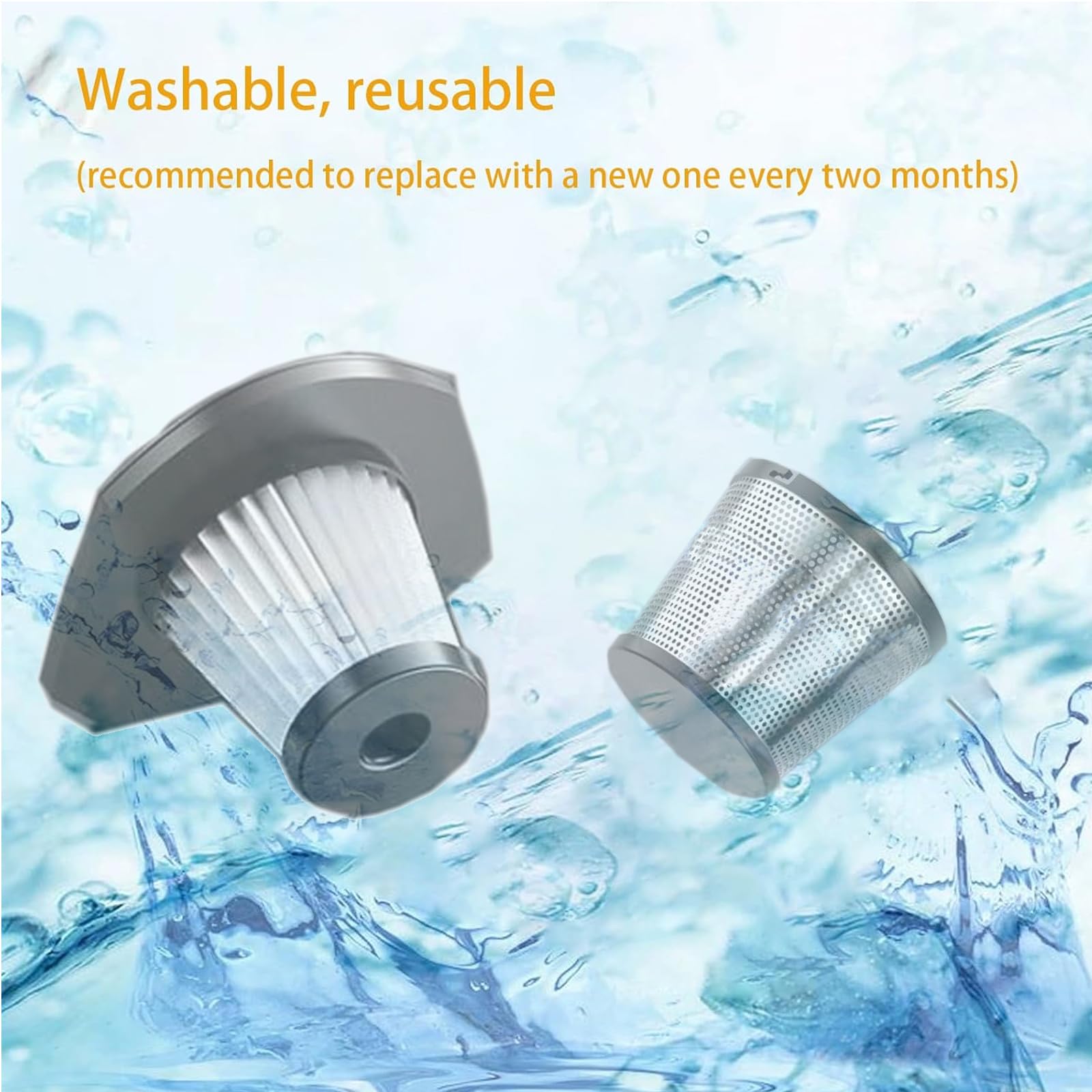 Feenynic 3Pack Hepa Filters +1Pack Steel Filter Replacement Compatible with Gxzsk LT-143 Handheld Car Vacuum, also Works with DBHAL LT-143ET and ZJZJ 143 Handheld Vacuum Cordless. Washable Filters.