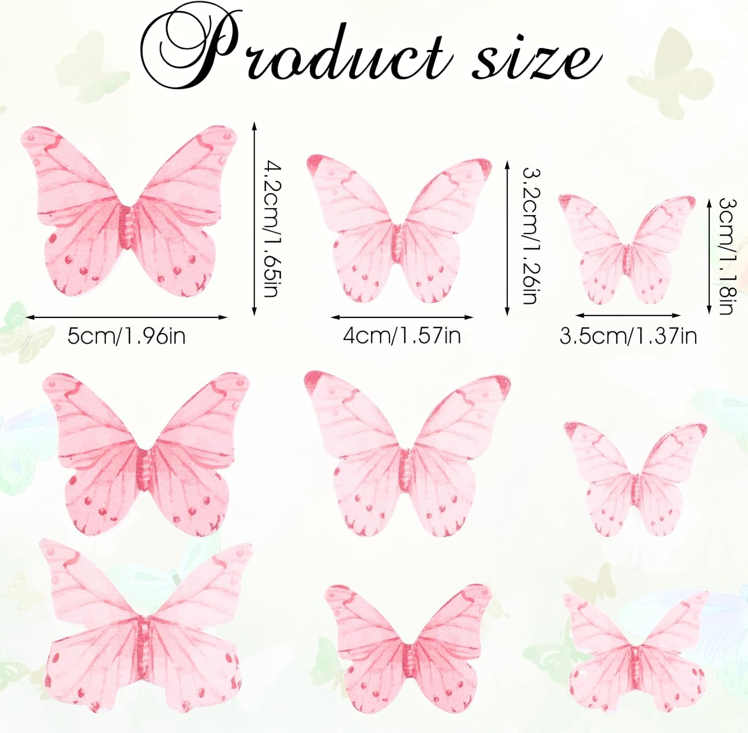 Skiennix Pink Butterfly Cake Decorations - 40 Edible Wafer Paper Cupcake Toppers for Parties