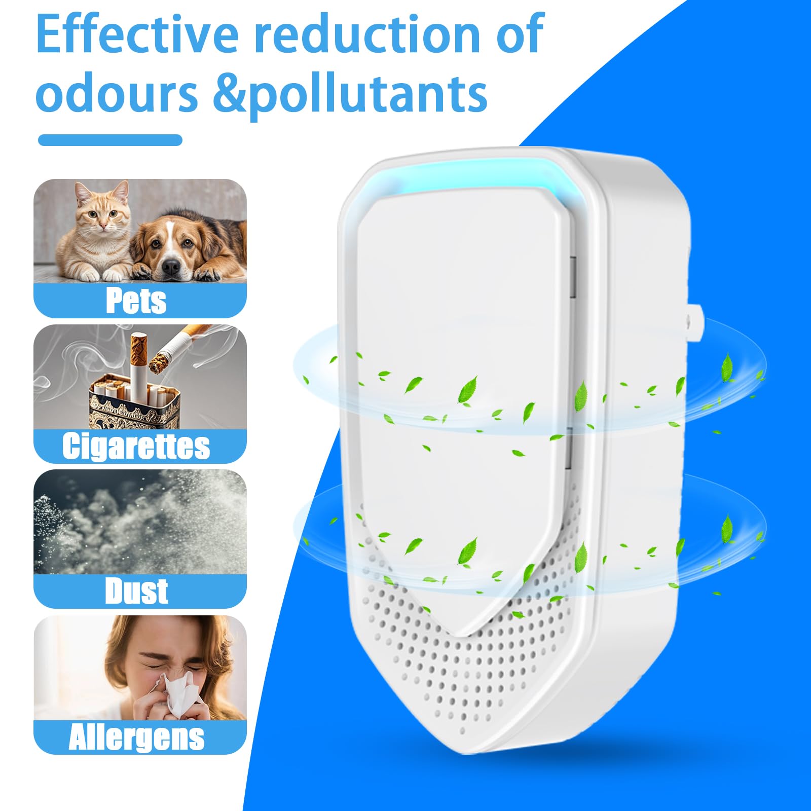 2026 Upgraded Air Ionizers for Home Negative Ion Air Purifier Plug In Quiet Air Ionizers for Dust Mites, Odor, Smoke Dust, Pets, Portable Air Cleaner for Bedroom, Kitchen, Office, 8 Pack