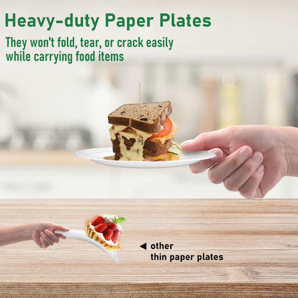 Uniecocus Small Paper Plates 6 Inch, Disposable Dessert Plates for Appetizer, Cake, White, 300 Pack