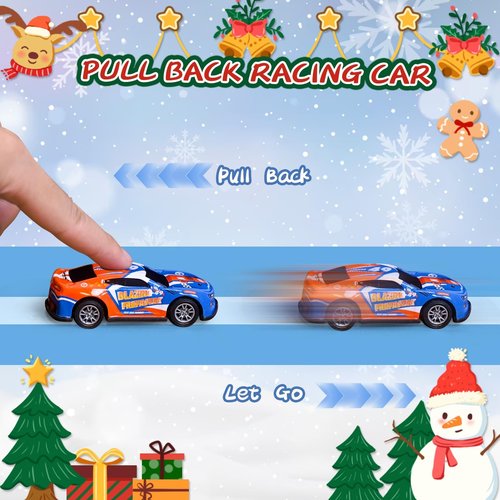 Bupelo Christmas Advent Calendar 2025, Christmas Advent Calendar with Pull-Back Racing Car Toys, 24 Days Christmas Countdown Calendar Gifts for Kids, Christmas Party Favor, Classroom Prizes Xmas Gift