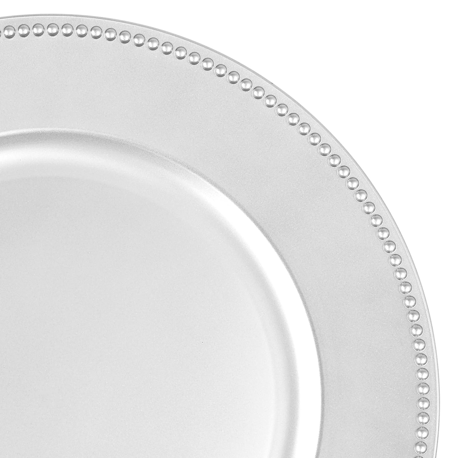 24 Pcs Silver Charger Plates Bulk,13" Round Beaded Plate Chargers for Dinner Plates, Decorative Dinner Charger Plastic Table Chargers for Wedding Holiday Party Baby Shower Event Decoration (Silver)