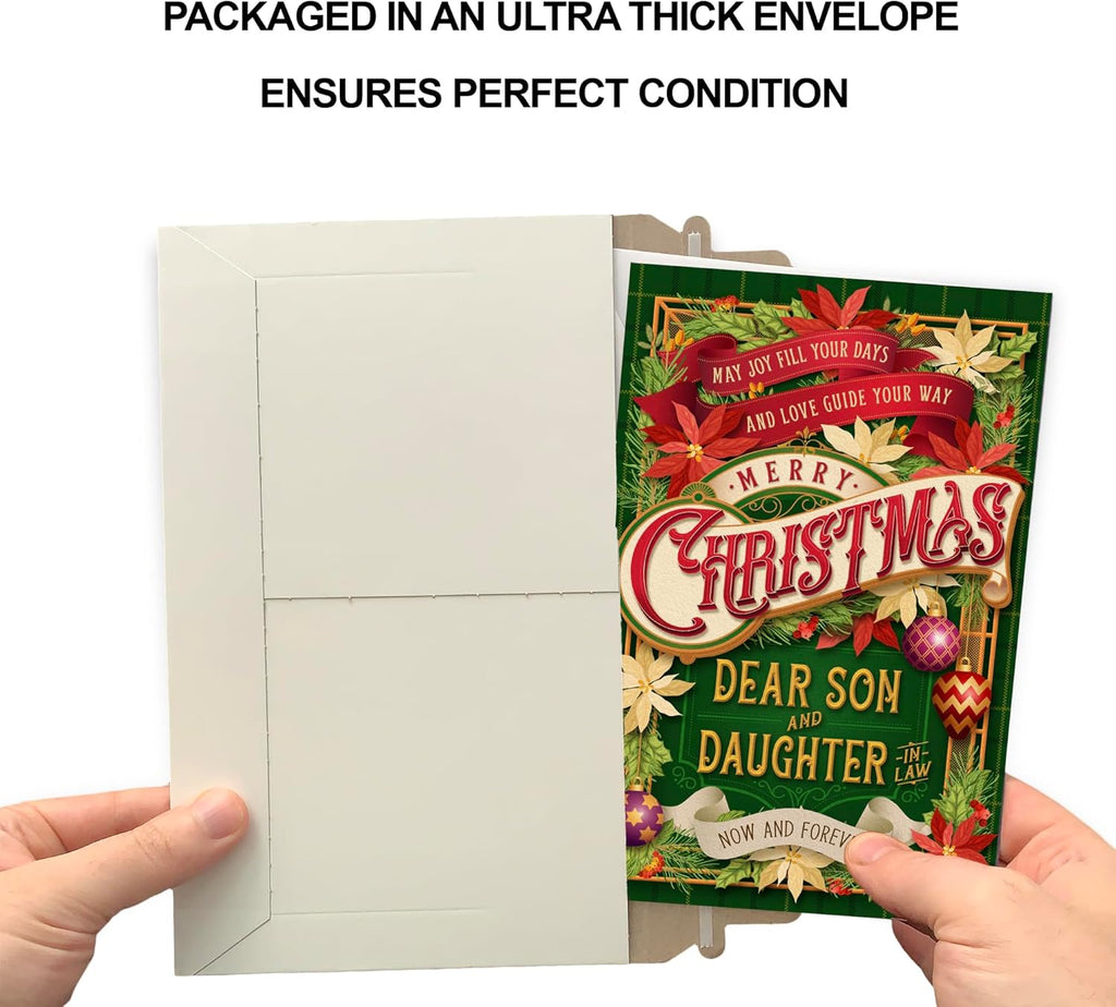 Prime Greetings Christmas Card for Son and Daughter-in-Law - Eco-Friendly, Thick Card Stock | 5in x 7.75in