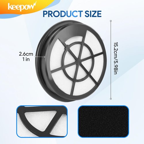 KEEPOW NEN110A Vacuum Filters for Eureka Whirlwind Bagless Canister Vacuum Cleaner NEN110A, NEN110B, NEN110D Series, 2 Pack