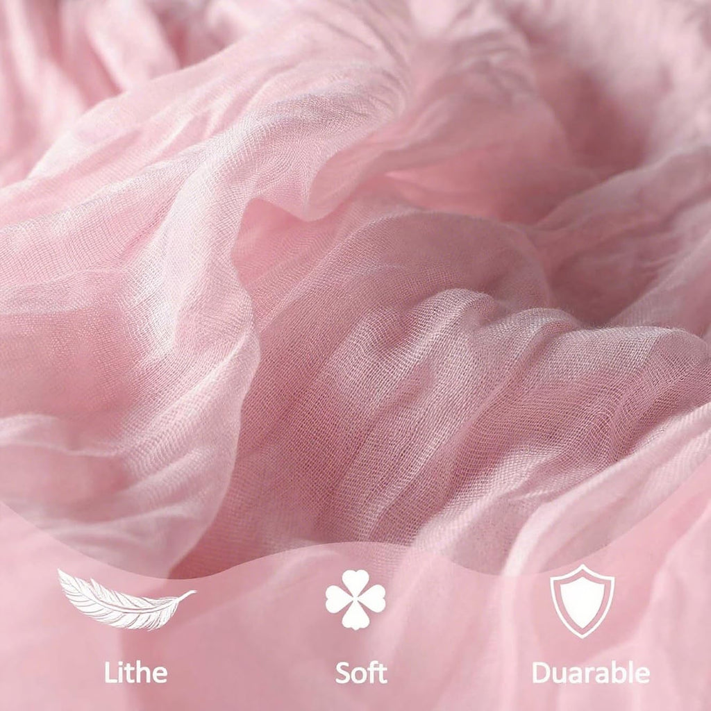 6 Pack Light Pink Cheesecloth Table Runner 10FT Boho Gauze Fabric Table Runner 35 x 120 Inch Spring Rustic Sheer Runner for Wedding Birthday Baby Shower Table Decoration