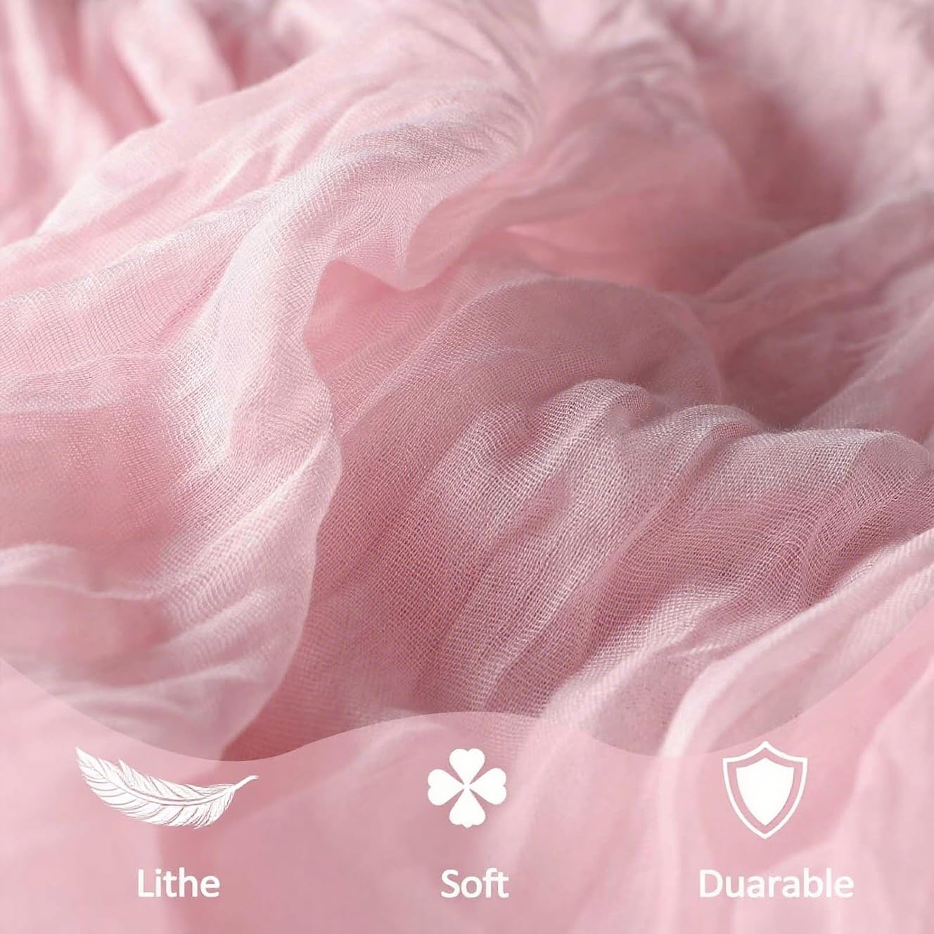 6 Pack Light Pink Cheesecloth Table Runner 10FT Boho Gauze Fabric Table Runner 35 x 120 Inch Spring Rustic Sheer Runner for Wedding Birthday Baby Shower Table Decoration