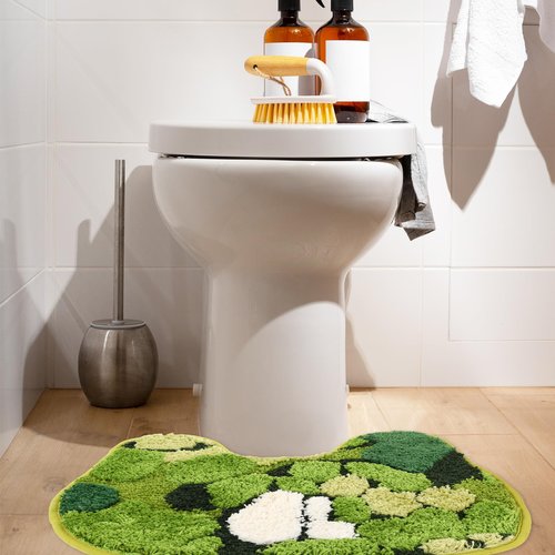 FYSUIMU Green Moss Bathroom Rug U Shaped Toilet Rug Soft Bath Mat Non Slip Washable Floor Mat for Home Hotel Bathroom Restroom Decor
