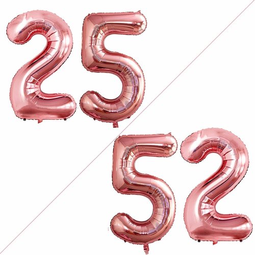 GOER Jumbo 42-Inch Number 25 Balloons - Rose Gold Foil Helium Decorations for 25th Birthday Party