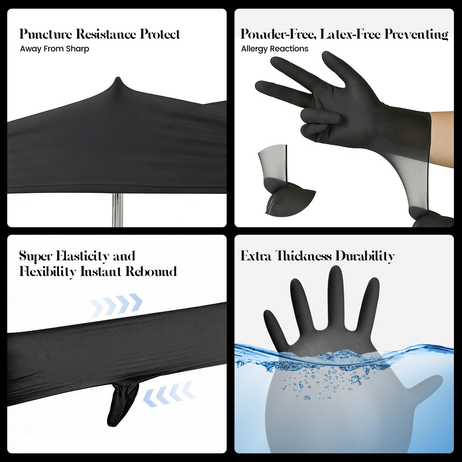 Xandoval Kids Disposable Gloves for 4-8 Years, 5Mil Small Black Nitrile Gloves for Work, Cleaning, Cooking, Gardening，Latex-Free and Powder-Free(XS,100PCS)