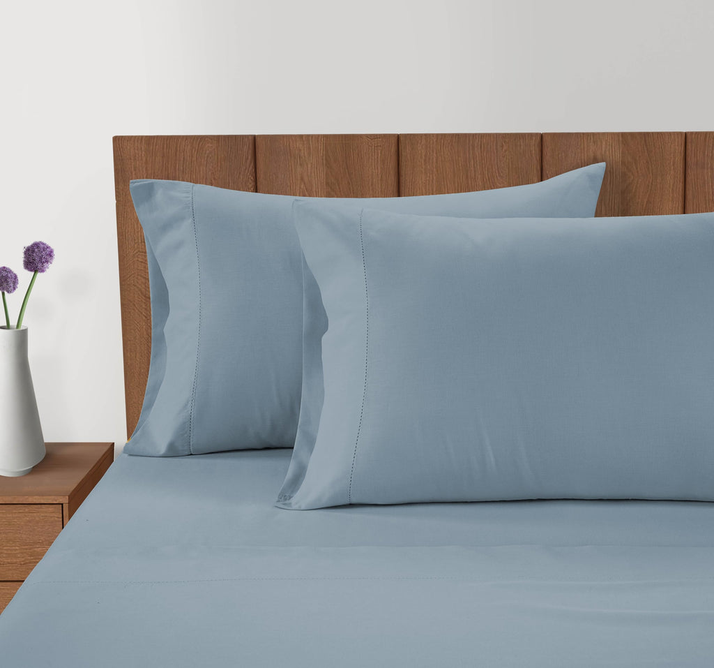 LANE LINEN 100% Organic Cotton Pillow Cases Standard Size Set of 2 (20"x26") - Cotton Pillowcases - Soft Yellow Pillowcase Set - Pillow Case Pack of 2 - French Blue