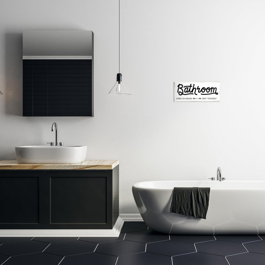 Stupell Industries 'Seat Yourself Bathroom Sign', Wall Plaque Art, 17 x 7 Inches, Easy to Hang and Sturdy, Made in USA, by Lil' Rue