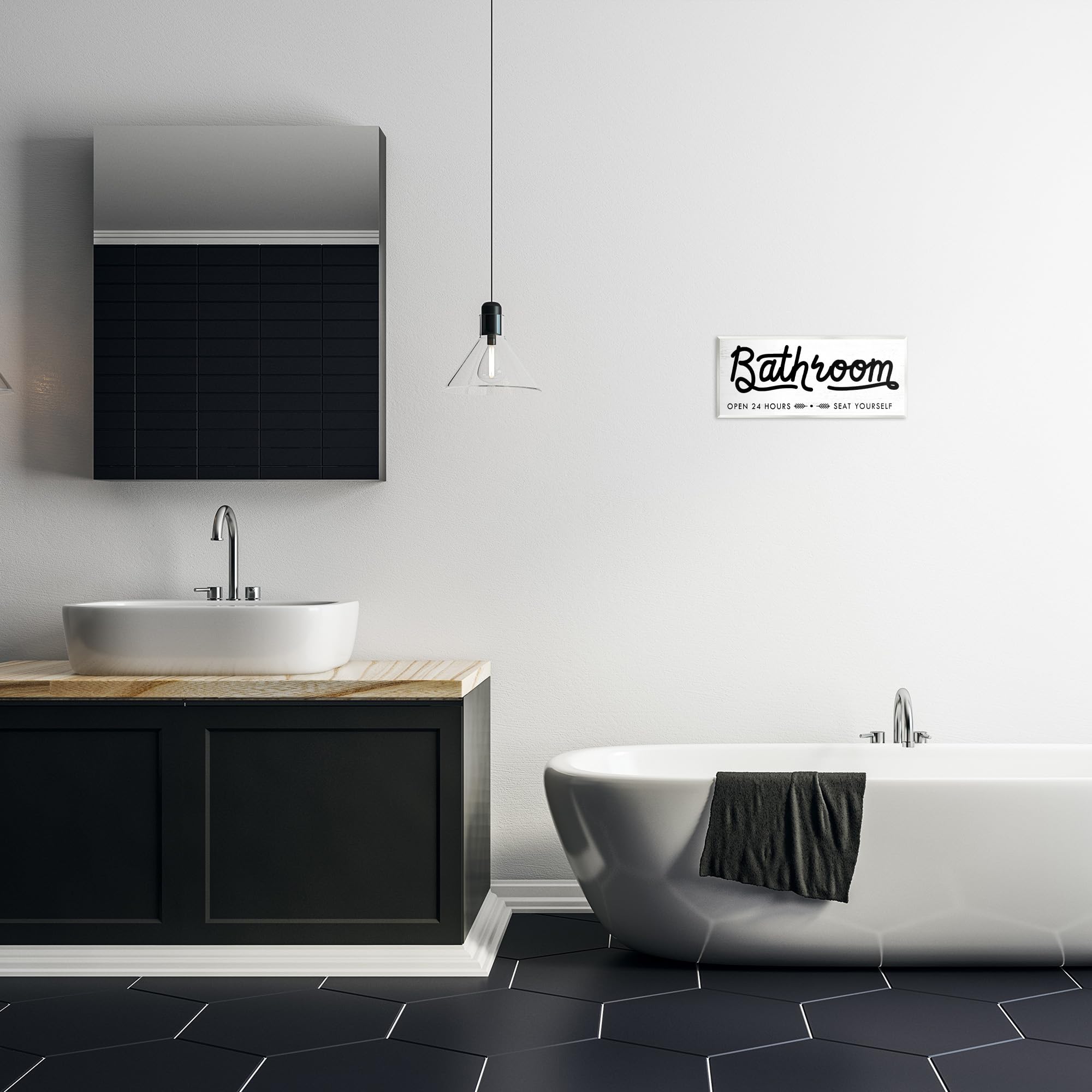 Stupell Industries 'Seat Yourself Bathroom Sign', Wall Plaque Art, 17 x 7 Inches, Easy to Hang and Sturdy, Made in USA, by Lil' Rue