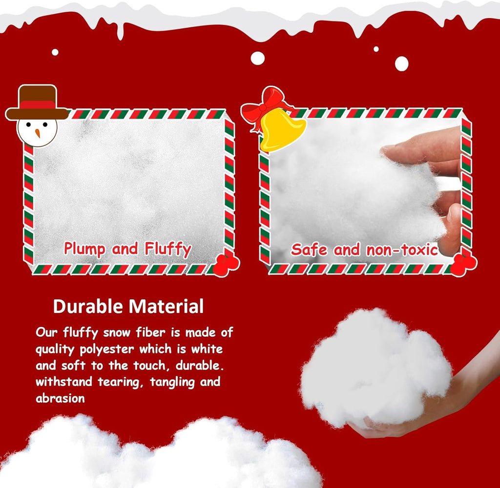 Skiennix Christmas Fake Snow Decoration - 10.6 Oz Fluffy White Artificial Snow for Holiday Decor | Indoor Winter Home Accent