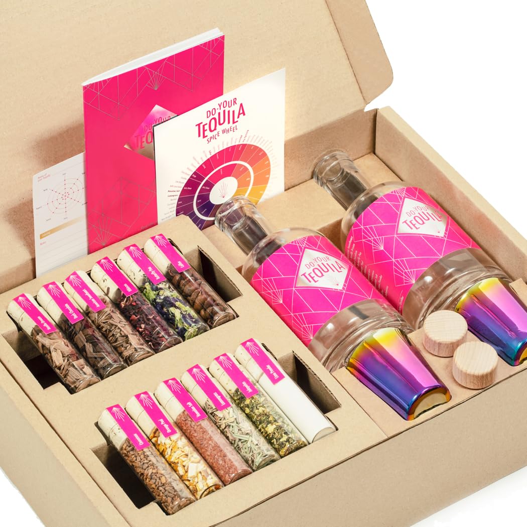 DO YOUR TEQUILA | DIY Tequila Infusion Kit | 12 Woodchip Blends & Botanicals | 2 Shot Glasses & Cocktail Recipes | Father's day gift | Gift for Men & Women | Gift for Anniversary & Birthday