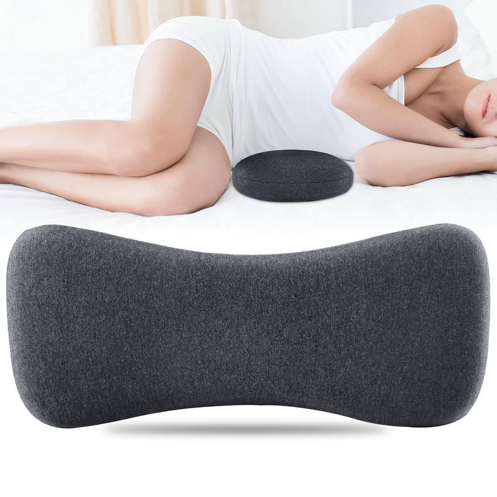 Hapiclody Lumbar Support Pillow for Sleeping Memory Foam Lumbar Pillow for Lower Back Pain Relief Back Support Pillow for Side,Back and Stomach Sleepers-Bed Wedge Bolster Pillow Bed Rest Pillow(Gray)